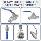 5 Pack Garden Hose Bib Stainless Steel Water Spigot 3/4" Male NPT Inlet x 3/4" Male GHT Threaded High Flow Faucet Outdoor Spigot (3/4" x 3/4") - Image 3