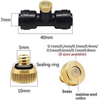 Brass Misting Nozzle, 100Pcs Brass Misting Nozzles 0.1-0.8mm For Outdoor Cooling System With 1/4" Slip-Lock Tees(0.7mm) - Image 3