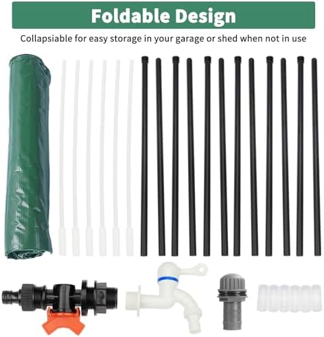 Rain Barrel Water Collector, 100 Gallon Folding Rainwater Barrel with Mesh Cover, Rainwater Collection System with Spigot & Hose Connection, Collapsible Water Storage Container for Garden, Green - Image 5