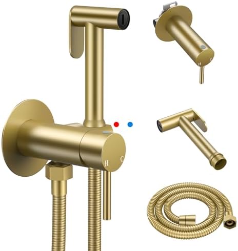 Arofa Built-in Hot and Cold Bidet Sprayer, Warm Water Bidet, Brushed Gold by AROFA