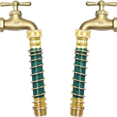 Garden Hose Extension Adapter 6.3", Diivoo Hose Extender for Faucet Outdoor, RV Flexible Hose Kink Protector, Spigot Extender with Coil Spring, Compatible With 3/4" Standard Garden Hose, 2 Pack by Diivoo