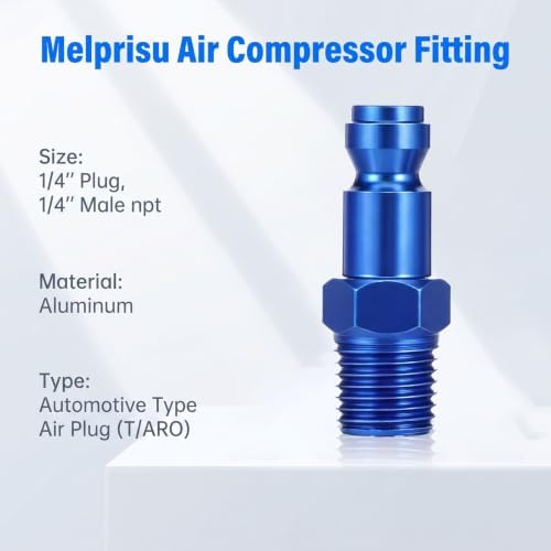 14PCS Type C Air Fittings Connect, 1/4 NPT Aluminum Quick Connect Air Fittings, Automotive Airs Plug & Coupler Set Airs Hose Fitting for Airr Compressor Fitting Kit Aluminum T - Image 7