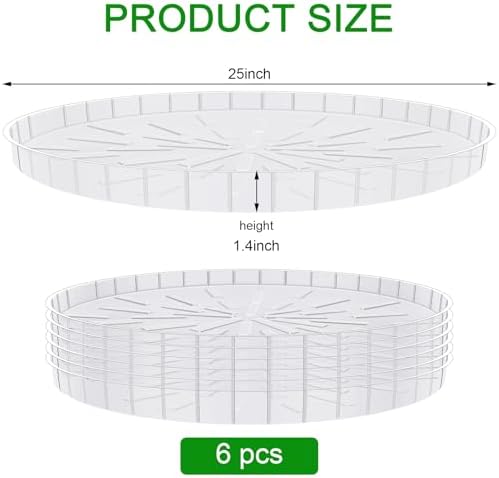 DoubleFill 6 Pcs 25 Inch Plant Saucer Clear Plastic Round Large Trays - Image 2