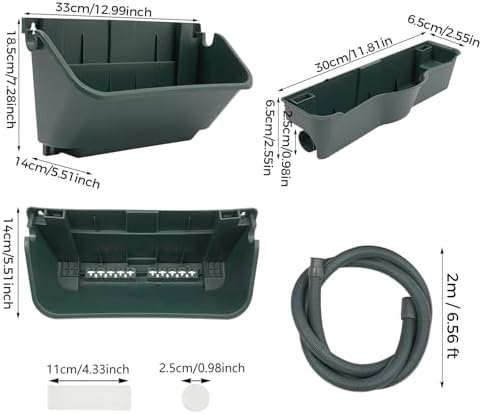 Vertical Wall Planter for Indoor Plant-Walls Mounted Pot with 6 Drainage Tray 24 Pack, 13" Planter w/6.56ft Drainage Pipe for Decor, Plastic Pots Balcony Planters (24, Army Green) - Image 3