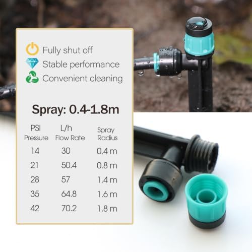 100PCS Garden 14CM Vortex Watering Sprinklers for 1/4 Inch PE Irrigation Hose Drip Emitter 40-60L/H Micro Sprayer Quick Connect Watering System Nozzle (100,Vortex Nozzle) - Image 4
