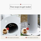 304 Stainless Steel Cylindrical Vertical Garden Water Column, Freestanding Hose Stand with Faucet, Vertical Water Hydrant Decorative Water Feature Fountain Stainless Steel Color H19.7in - Image 5