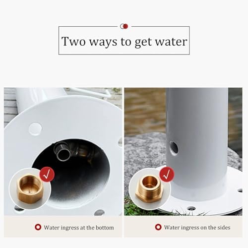304 Stainless Steel Cylindrical Vertical Garden Water Column, Freestanding Hose Stand with Faucet, Vertical Water Hydrant Decorative Water Feature Fountain Stainless Steel Color H19.7in - Image 5