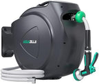 Retractable Garden Hose Reel, 65FT +6FT 5/8" Durable Wall Mounted Water Hose Reel with 180° Swivel Bracket, 9 Pattern Sprayer, 6Ft leader hose,Smooth Automatic Rewind, Any Length Lock. by AQUAZILLA