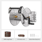 Giraffe Tools Stainless Steel Garden Hose Reel Heavy Duty, Wall/Floor Mounted Stainless Water Hose Reel Retractable with Crank, 150-Feet 5/8" Hose Capacity＆100FT hose - Image 2