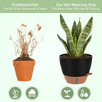 Self Watering Pots with Water Level Indicator, 12" 10" 9" 8" Large Plastic Flower Pots with Mesh Drainage Hole and Removable Saucer Reservoir for Indoor Outdoor Plants 4pcs （Black - Image 4