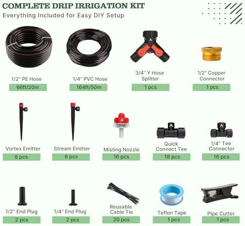 Anleolife 230FT Drip Irrigation System Kit, Complete Garden Watering System - Image 2