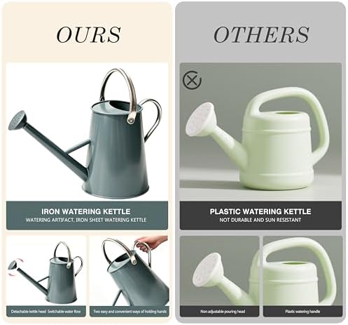 1.5 Gallon Metal Watering Can for Outdoor Plants, Large Watering Can, Gray - Image 5