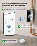 Frizzlife LPG365 Smart Water Auto Shutoff Valve W/ 3 Leak Sensors, 100% Dual Detection- 0.01GPM Ultrasonic Micro Leak Detector & Sensor-Triggered Shutoff, App Control, Flow & Temp Monitor,Fits 3/4"&1" - Image 2