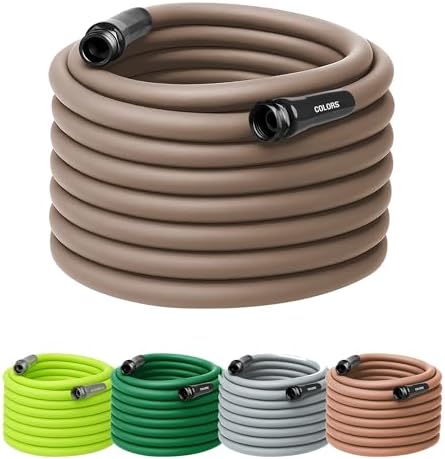 Flexzilla Colors Garden Hose 5/8 in. x 100 ft., Lightweight All-Weather Water Hose, Durable and Flexible, Leak-Free Connections, Brown Mulch by Flexzilla