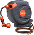 Retractable Garden Water Hose 82ft 1/2 inch, Wall Mounted Hose Reel with Automatic Rewind System, Any-Length Lock & Spray Nozzle for Efficient Yard Work by NEO-TEC