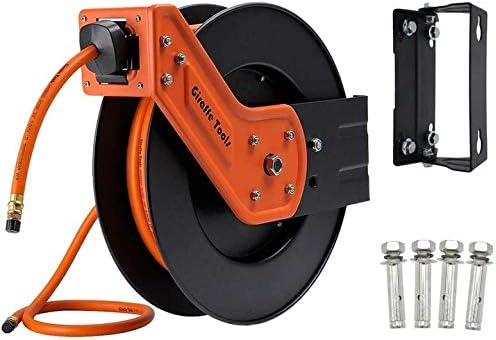 Giraffe 2 sets 50ft Retractable Air Compressor Hose Reels Swivel with 3/8 in. x 50 ft Hybrid Hose Ceiling Mounted Heavy Duty Industrial Commercial with Bracket - Image 2