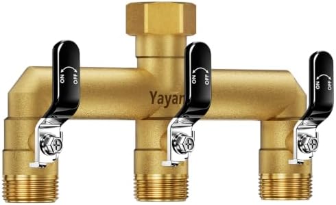 3-Way Garden Hose Splitter, Heavy-Duty Brass, 3/4" GHT, （Black） by Yayamz