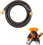 Giraffe Tools Garden Hose 25ft x 5/8" | Heavy Duty, Lightweight, Flexible Hybrid Hose and 2-Way Garden Hose Splitter with Shut-Off Valves by GiraffeTools