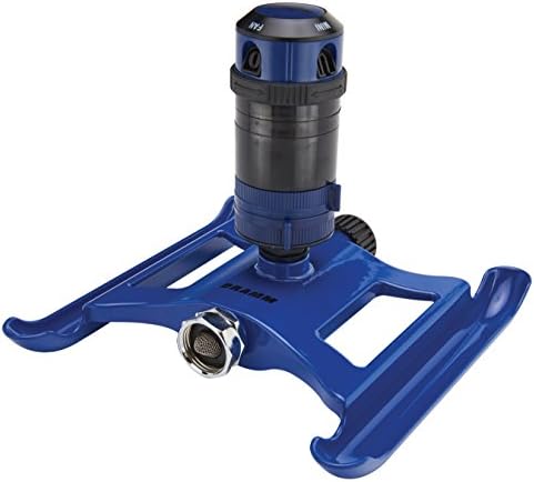 Dramm ColorStorm Gear Drive Sprinkler on Heavy Duty,Durable Metal Base, 4 Patterns, Ideal for Small, Medium & Large Areas with Pass Through Feature, Blue, 40 Foot Diameter by DRAMM