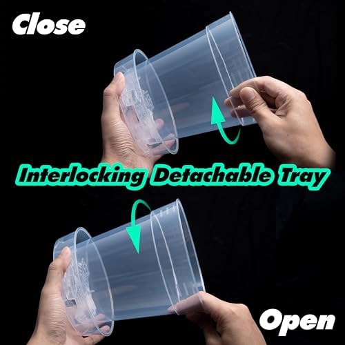 1 Gallon 6 Inch Clear Plastic Plant Pot with Drainage Holes, Interlocking & Detachable Tray - Deep Saucer - Durable BPA-Free Plastic, Transparent Design, Raised Base for Airflow, Set of 6, 92-X-A-6 - Image 6