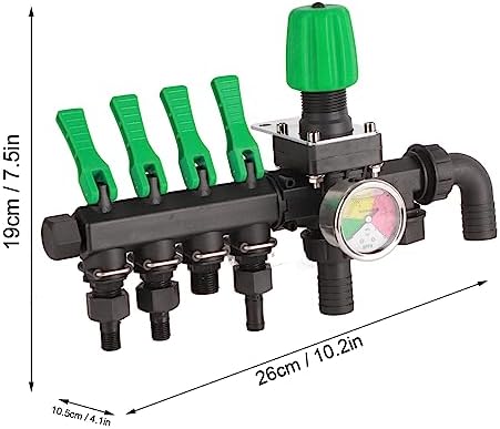 4 Way Hose Splitter Agricultural Sprayer, Agricultural Sprayer Control Shut Off Valve Water Splitter Hose Connector for Drip Irrigation Timers Garden Lawns Watering Separator Sets - Image 2