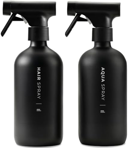 MaisoNovo Black Glass Spray Bottle for Hair | 16.9 Oz, Pack of 2 by MaisoNovo-TheArtofSustainableLiving