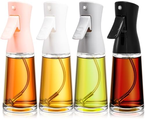 Lallisa 4 Pcs Oil Sprayer for Cooking 180 ml Glass Olive Mister Oil Dispenser Bottle for Kitchen Vinegar Spritzer for Air Fryer Gadgets Making Baking Frying Bbq Salad Accessories by Lallisa