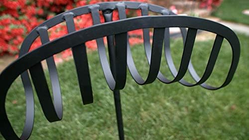 Liberty Garden Freestanding Decorative Powder Coated Steel Manger Garden Hose Holder Storage Stand with 3 Prong Anchor Support, Black - Image 5