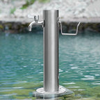 Stainless Steel Garden Water Column with Faucet - Floor Mounted Outdoor Water Fountain Hydrant Hose Stand for Lawns, Cleaning & Washing (Silver 19.7" x 8.1") by Unknown