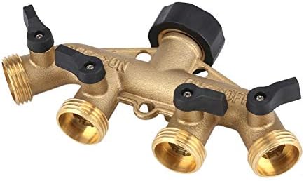 4 Way Brass Hose Splitter, Brass Tap Connector with 4 Independent Shut Off Valves, 3 Inch Garden Hose Adapter for Watering Lawns Flowerbeds Vegetable Beds (#1) - Image 5