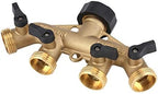 4 Way Brass Hose Splitter, Brass Tap Connector with 4 Independent Shut Off Valves, 3 Inch Garden Hose Adapter for Watering Lawns Flowerbeds Vegetable Beds (#1) - Image 5
