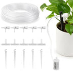 Automatic Plant Drip Irrigation Kit, 5 m / 16.4 ft Clear Tubing Self Watering System with 5 Adjustable Drip Emitters, Filter and Stakes for Indoor Potted Plants, Flowers and Balcony Garden by Unknown