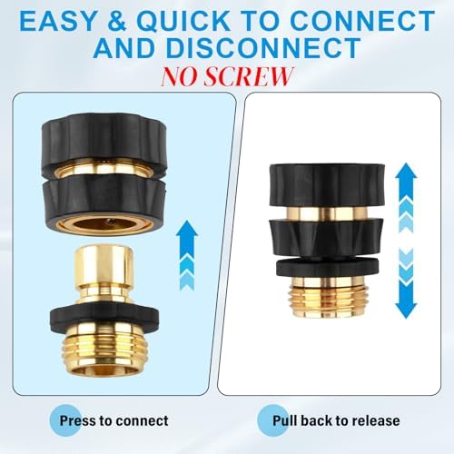Quick Connect Hose Fittings Male and Female Set, 3/4 Inch Aluminum Garden Hose Fitting Quick Connector with Rubberized Grips, Water Hose Connector for Garden (8 Set) - Image 6