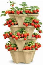 Large Vertical Planter Tower, 4 Tier Stackable Garden Planter, 28 Plant Sites, Heavy Duty Strawberry Planter, Vertical Growing System with Center Hole, Made in USA (Desert Sand) - Image 7