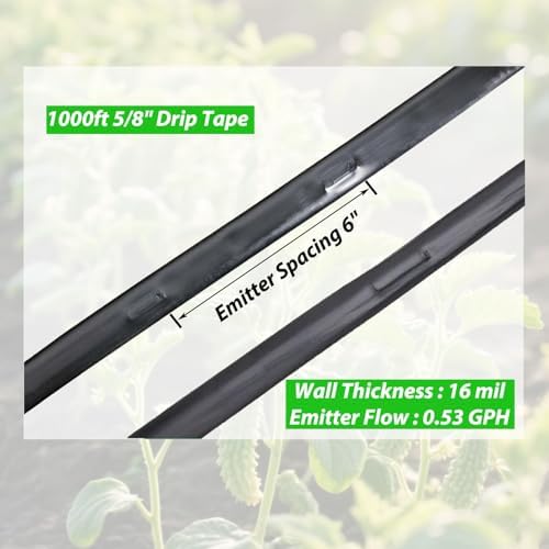 1000ft 5/8 Inch Drip Tape 6" Spacing Roll 16 Mil Irrigation Hose Garden Watering Tube Line Automatic Equipment for Garden Irrigation System Flower Patio Lawn Hose - Image 2