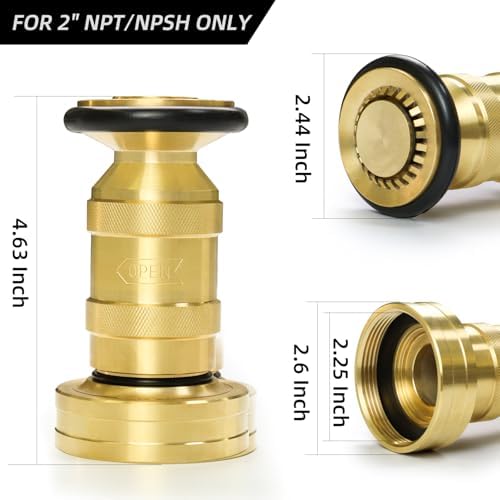 Fire Hose Nozzle 2" NPSH/NPT Fire Fighter Hose Nozzle 100 psi 75 gpm - Image 2