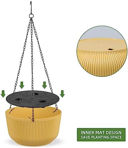 Dexceder 9.8 Inch Self Watering Hanging Planter (2 Pack, Yellow) - Image 4