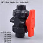 15PCS Grey Hose Connector with Double Union Ball Control Red Valve, Garden Watering Irrigation System Water Pipe Fittings - Image 2
