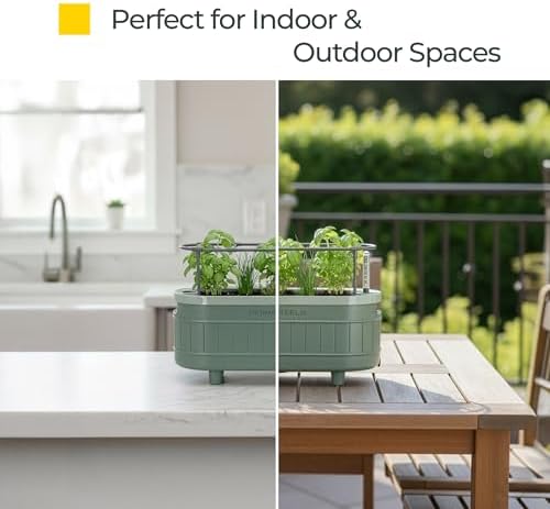 Permasteel Herb Garden Planter with Trellis Support, Self-Watering System with Water Level Indicator, Fits Multiple Herb Plants, for Basil, Flowers, Succulents, Indoor & Outdoor, Green - Image 2