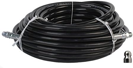 Schieffer 3/8in. x 100ft. 4000 PSI Thermoplastic Sewer Jetter Hose & 4.5 Orifice Button Nose Nozzle by Unknown