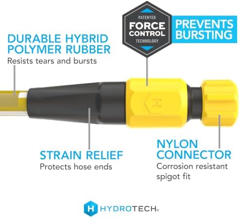 HydroTech Italia Expandable Garden Hose 5/8in x 100ft, Hybrid Polymer Water Hose, Kink-Free Flexible Hose with Force Control Technology, Lightweight Hose for Flowers, Plants & Garden Beds, Yellow - Image 2