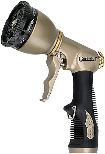 Underhill Pattern Master Gold Series Garden Water Hose Nozzle Sprayer Head, 3/4-Inch Thread Inlet, Jet Attachment 8 Spray Patterns, NG200-8S by Underhill