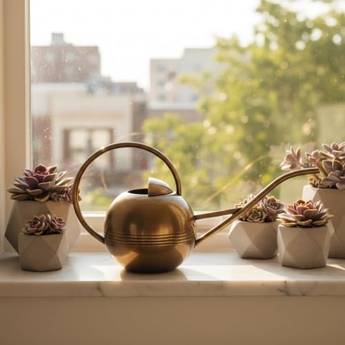 Brass Watering Can Classic Garden Tool for Indoor Outdoor Plants Elegant Durable Controlled Pour Home Gardening - Image 3