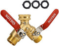 Hose Splitter 2 Way Heavy Duty Brass Garden Hose Splitter with 304 Stainless Steel Long Handle Outdoor Full Flow Hose Splitter Connector,Y Valve 3/4 Inch GHT Thread by Shopnow