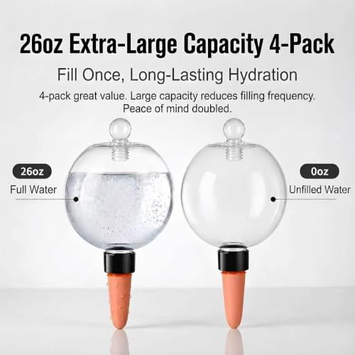 26 oz 4 Pack Extra Large Self Watering Globes Self Watering Globes Planter Insert Plastic Water Bulbs, Automatic Watering Planter Insert Indoor/Outdoor Plant Watering Devices - Image 4
