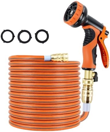 Expandable Retractable Garden Hose Brass Fittings (50ft Expanded) by Unknown