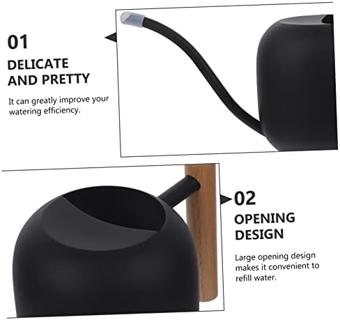Plant Watering Can Black with Long Spout, Stainless Steel 1.2l - Image 5