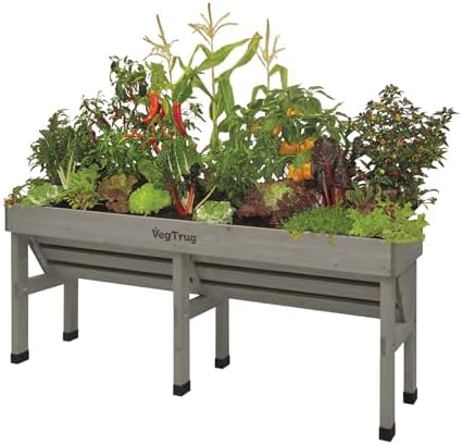 VegTrug Wall Hugger, Grey Wash, Medium 1.8m - Cedar Wood Raised Garden Bed -Outdoor Space-Saving Vegetable and Herb Planter Box for Balcony, Patio, Courtyard Gardening by VegTrug
