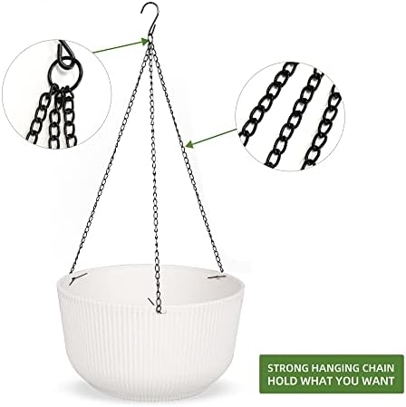 Dexceder 11.2 Inch Self Watering Hanging Planter (2 Pack, White) - Image 5