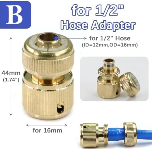 Expandable Garden Hose Repair Kit 3PCS Brass Hose Adapter Quick Coupler Irrigation Connection Faucet Gardening Watering Accessories(1I2 Inch Adapter) - Image 2
